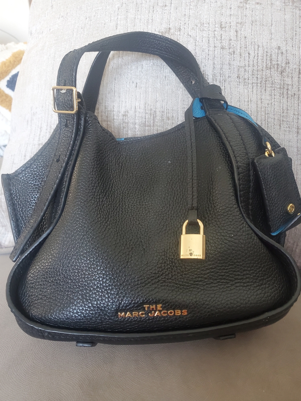 The Marc Jacobs Black Pebbled Leather Satchel with Gold Hardware Hamdle Bag